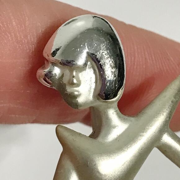 Vintage AJC Signed Mirror Sitting Lady Woman Figural Brooch Pin 3 Lot Set - Picture 9 of 16